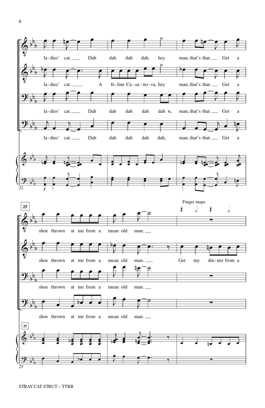Stray Cat Strut TTBB scores gallery preview page 5