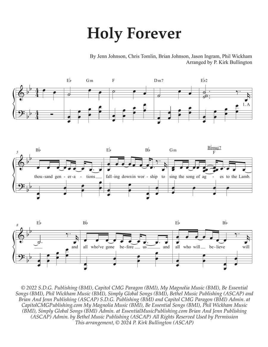 Holy Forever Piano, Vocal scores gallery preview page 1