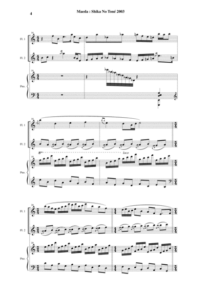 Moyuru Maeda: Shika No Tone for two flutes and piano