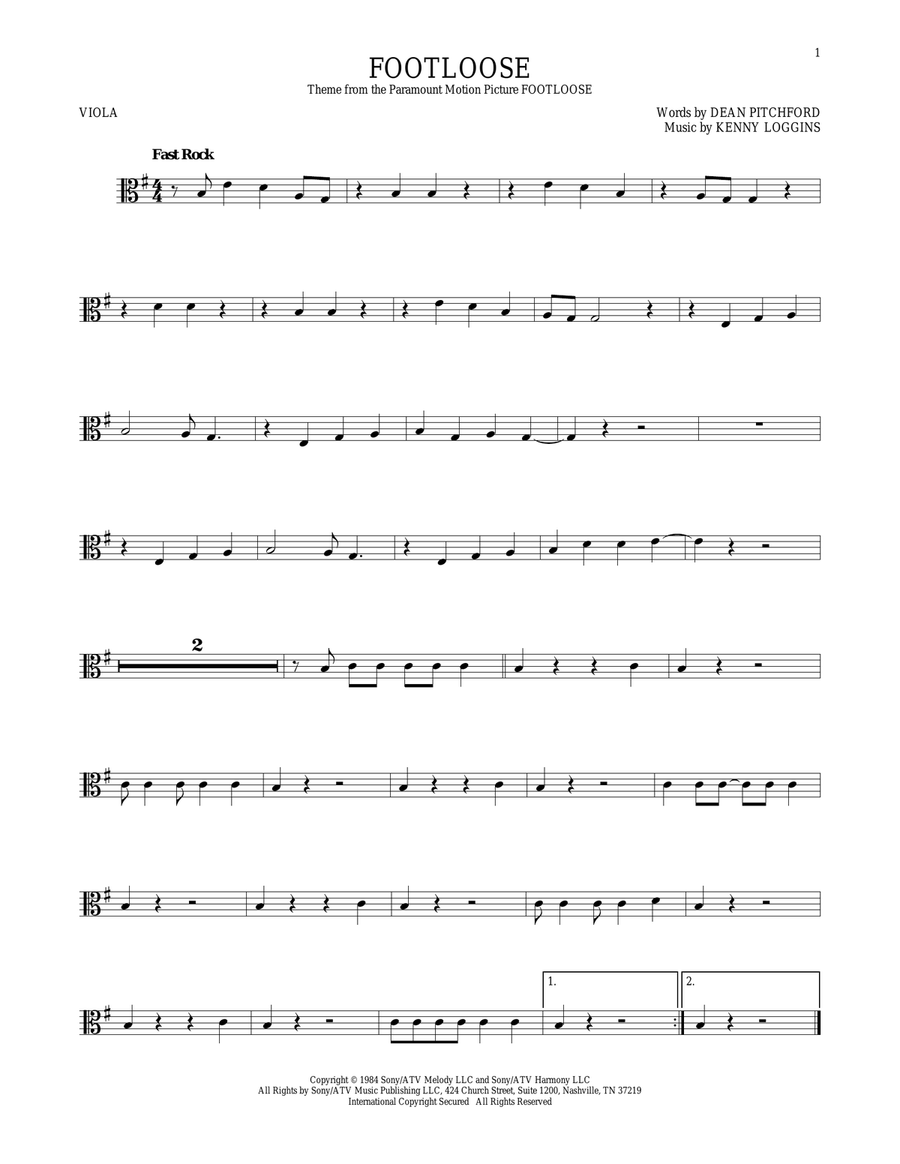 Footloose Footloose Viola Solo scores gallery preview page 1