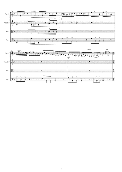 Vivaldi - Violin Concerto in D minor RV 249 Op.4 No.8 for String Quartet image number null