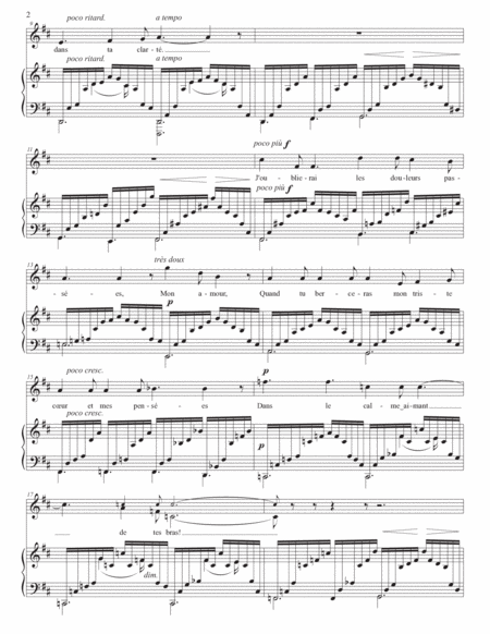 DUPARC: Chanson triste (transposed to D major, C-sharp major, and C major)