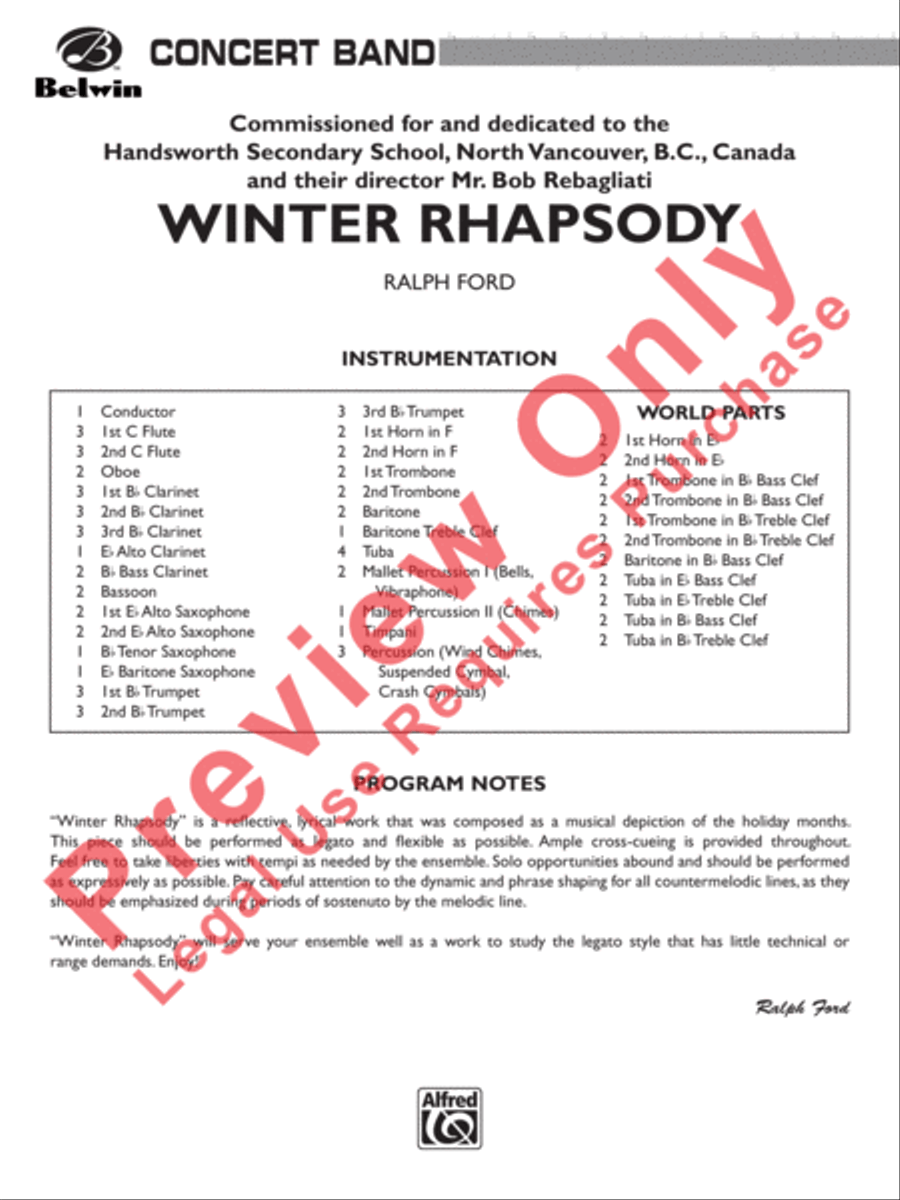 Winter Rhapsody - Cs Winter Rhapsody - Cs Concert Band scores gallery preview page 2
