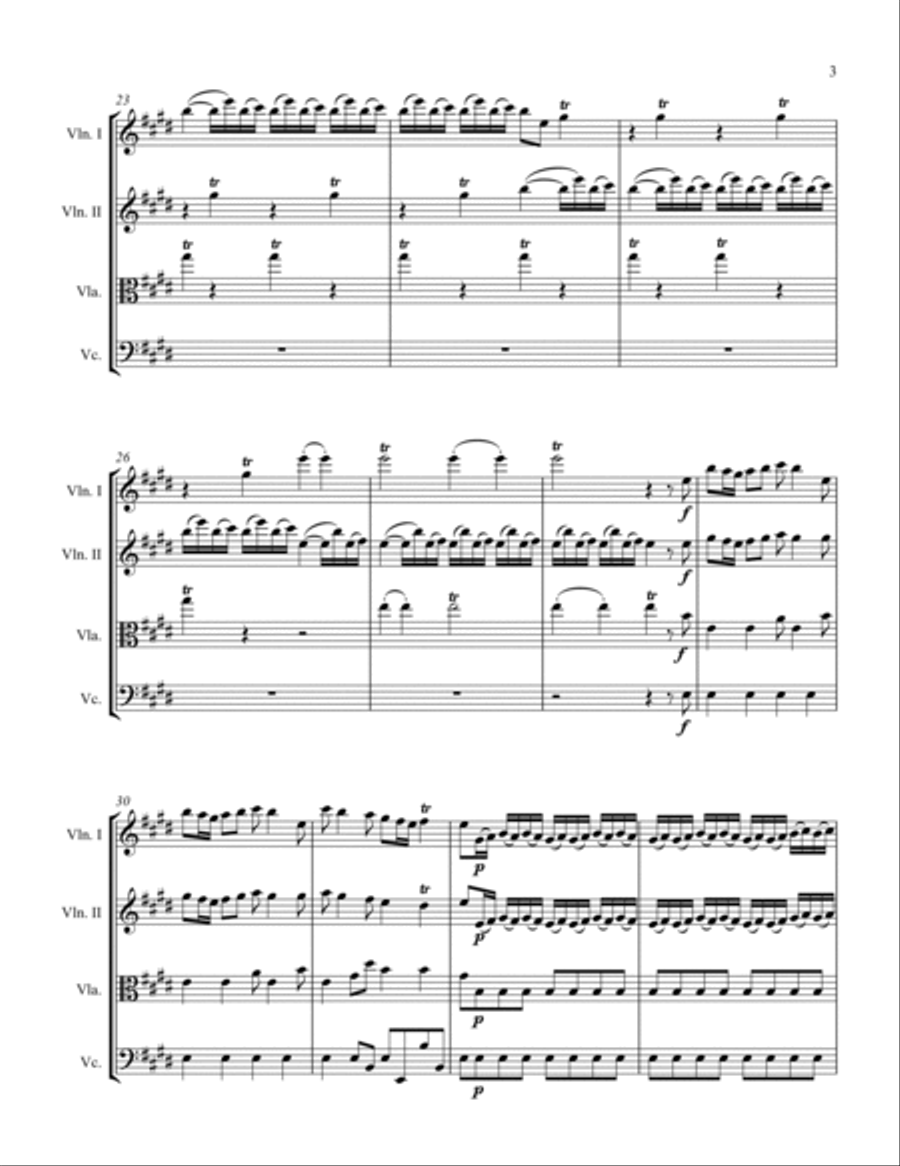 SPRING (La Primavera), 1st Mov, String Quartet, Intermediate Level for 2 violins, viola and cello String Quartet scores gallery preview page 6