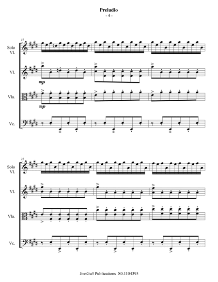 BACH: Preludio from Partita No. 3 BWV 1006.1 for Solo Violin & String Trio image number null