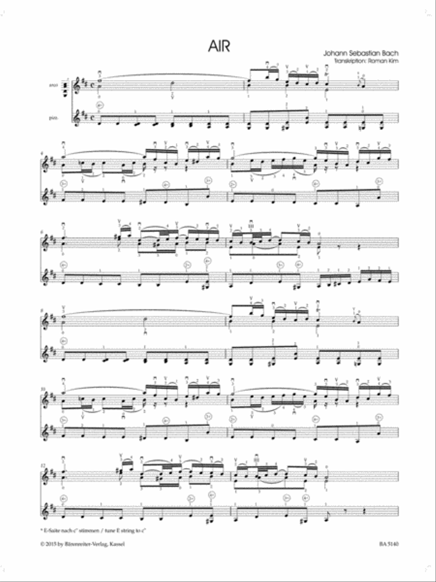 Air (Arranged for violin solo) (from the orchestral suite BWV 1068) Violin Solo scores gallery preview page 2