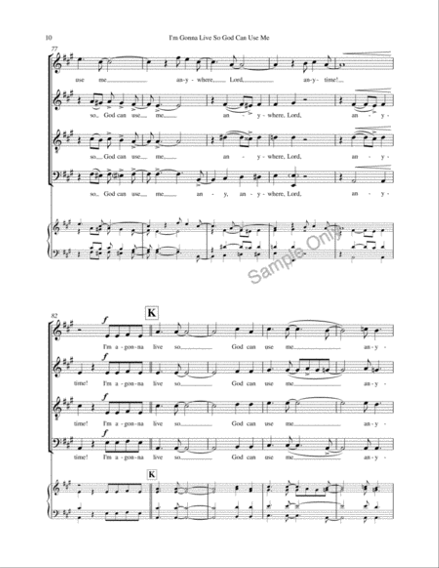 I'm Gonna Live So God Can Use Me 4-Part scores gallery preview page 10