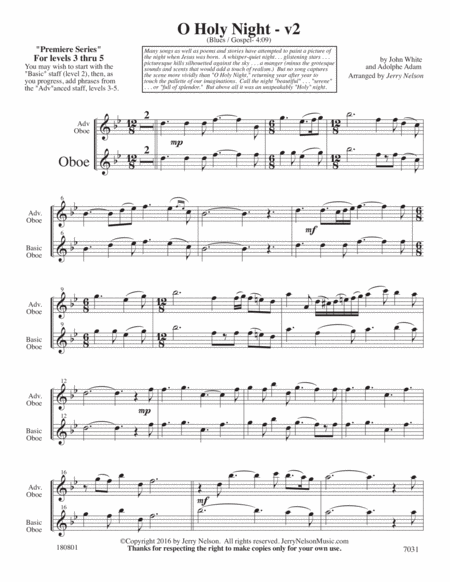 O Holy Night-v2 (Arrangements Level 3-5 for OBOE + Written Acc) image number null