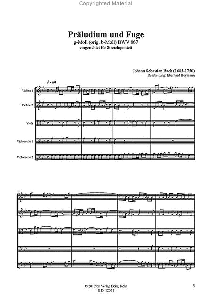 Präludium und Fuge g-Moll BWV 867 (für Streichquintett) (original b-Moll)