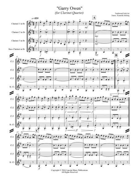 March - Garry Owen (for Clarinet Quartet) image number null