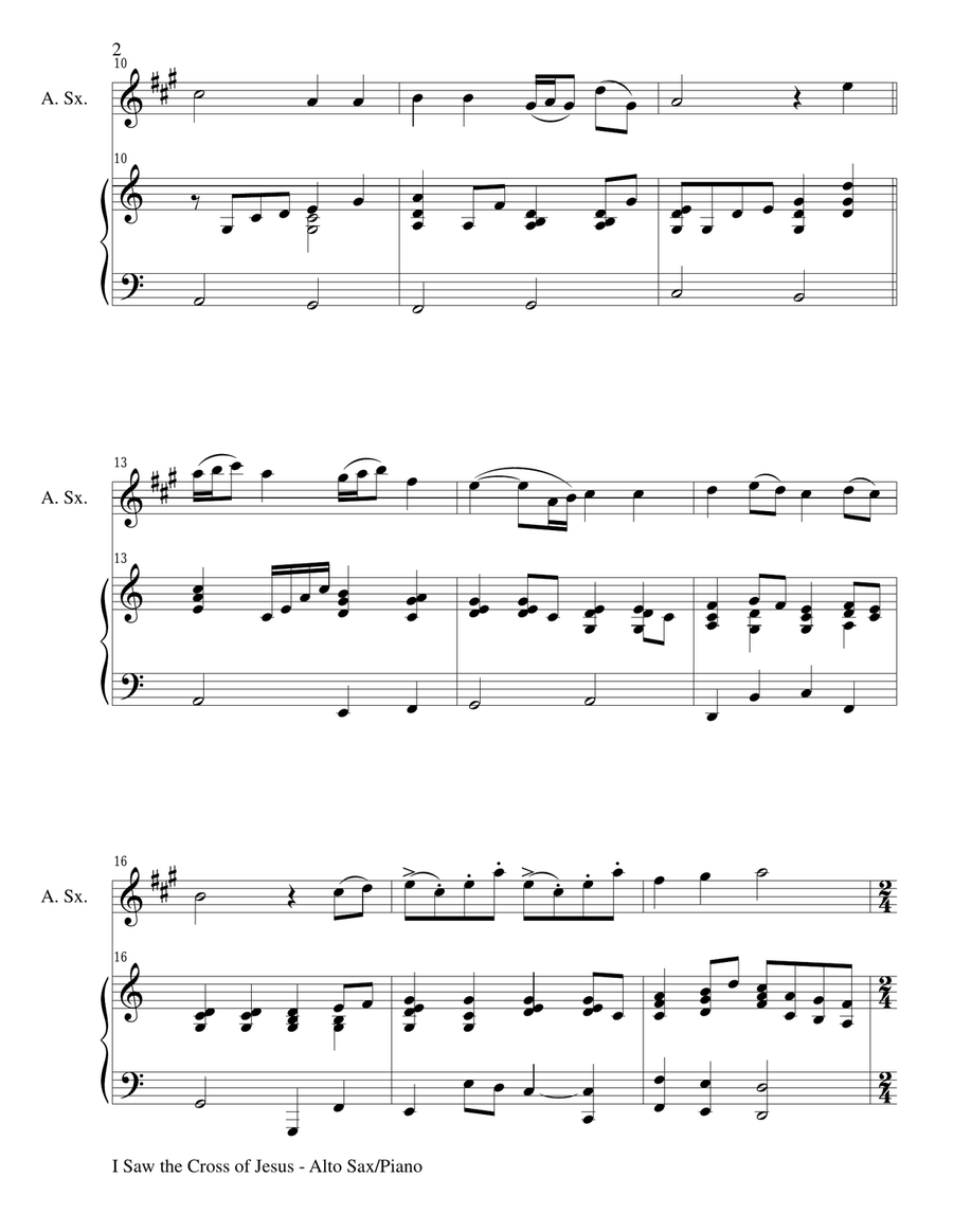 I SAW THE CROSS OF JESUS (Duet – Alto Sax and Piano/Score and Parts) Woodwind Duet scores gallery preview page 2