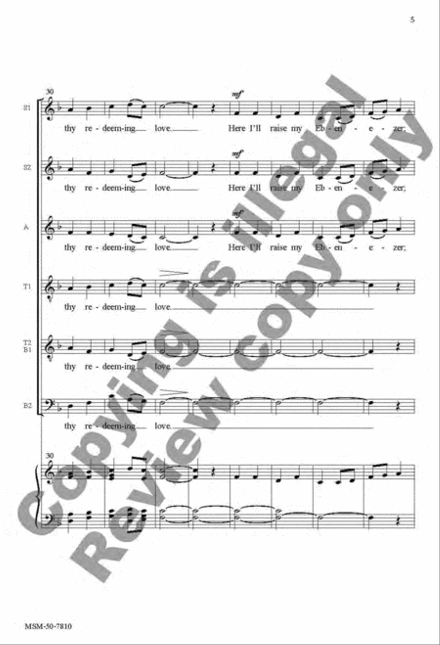 Come, Thou Fount of Every Blessing Divisi scores gallery preview page 5