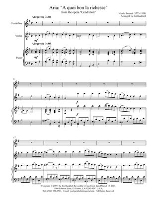 A quoi bon la richesse (aria from the opera Cendrillon) for Soprano, Violin, and Piano