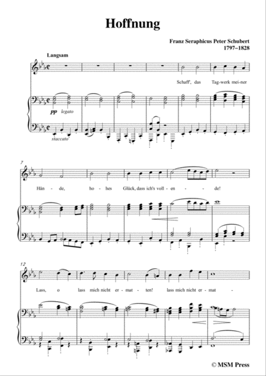 Schubert-Hoffnung,in E flat Major,for Voice&Piano Voice scores gallery preview page 3