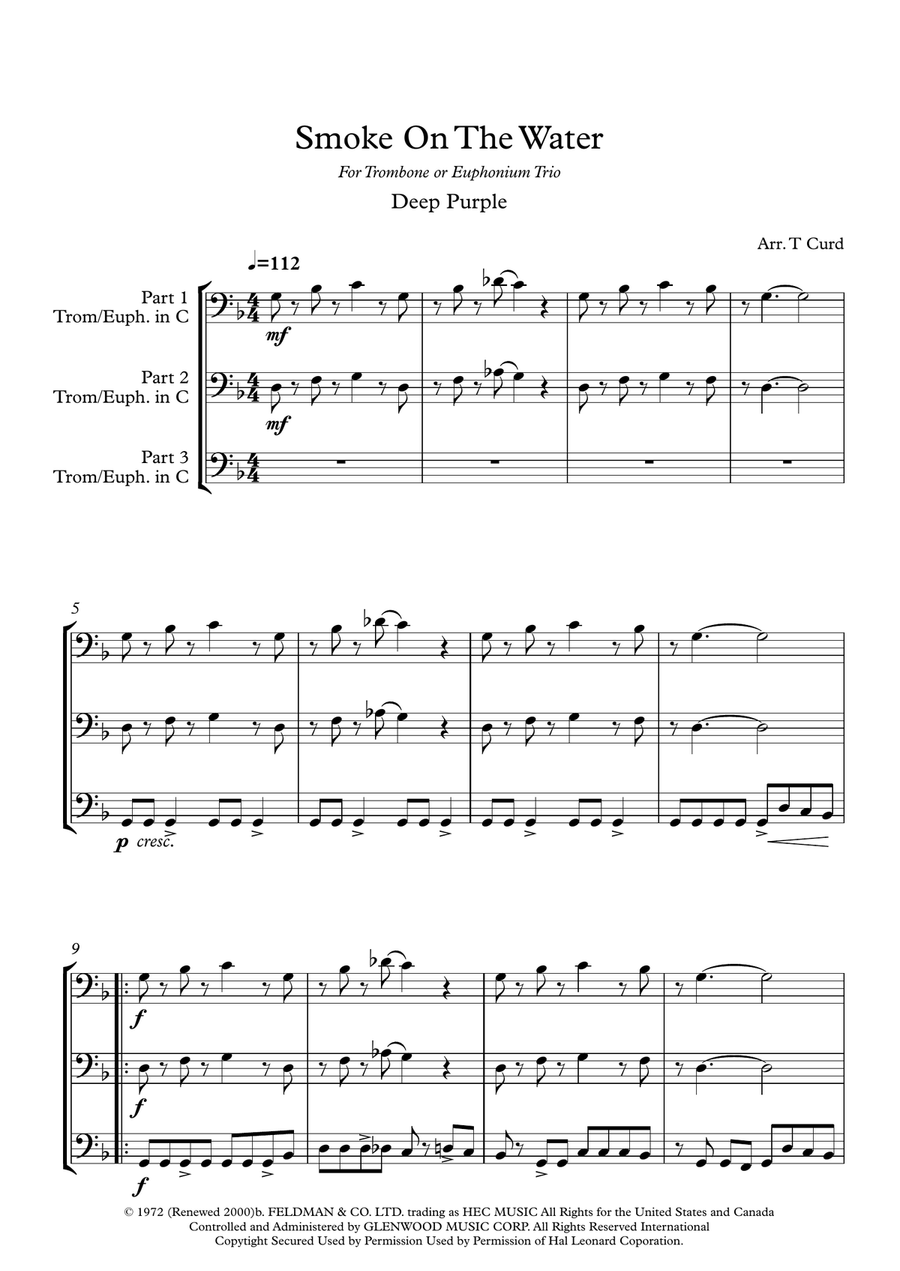 Smoke On The Water Brass Ensemble scores gallery preview page 2