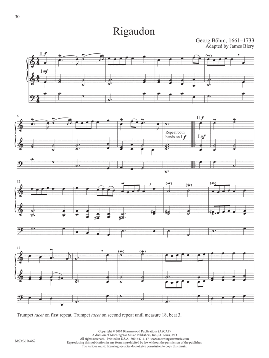 Rigaudon Organ scores gallery preview page 1