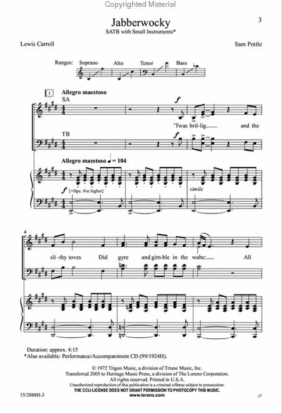 Jabberwocky 4-Part scores gallery preview page 2