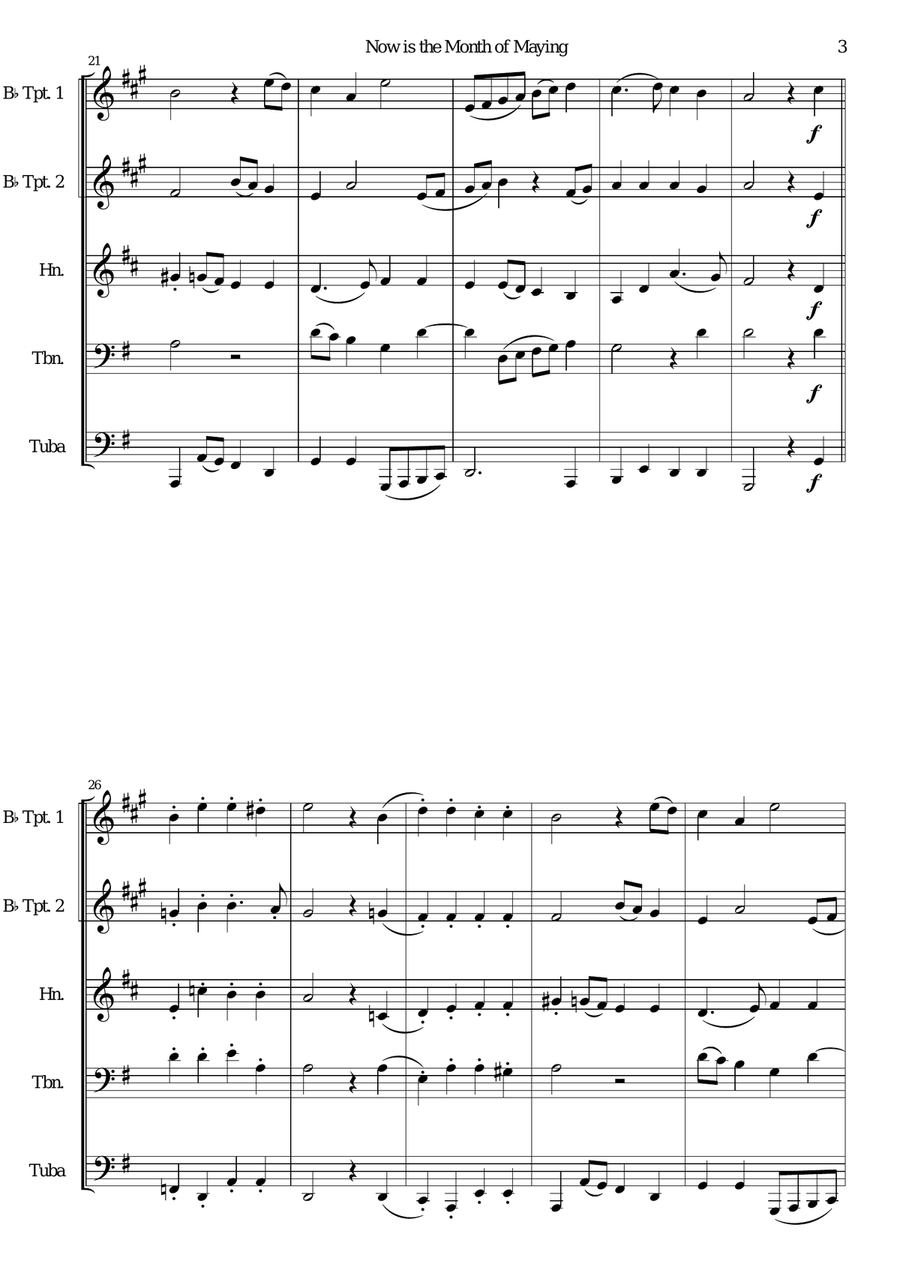 Now is the Month of Maying with variations for brass quintet Brass Quintet scores gallery preview page 3