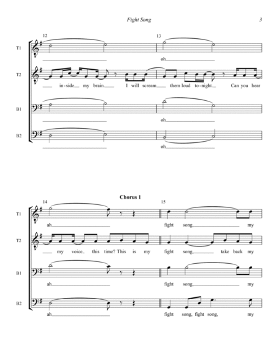 Fight Song (arr. Wayne Grimmer) TTBB scores gallery preview page 3