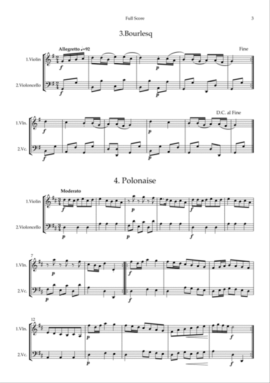 Mozart (Leopold): Notenbuch für Wolfgang (Notebook for Wolfgang) (Part 1, Nos.1 - 16) — string duet String Duet scores gallery preview page 3