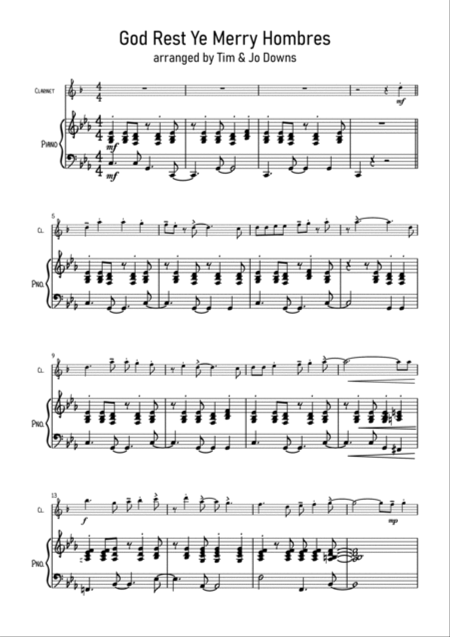 God Rest Ye Merry Gentlemen (Latin jazz style) B-Flat Clarinet scores gallery preview page 2