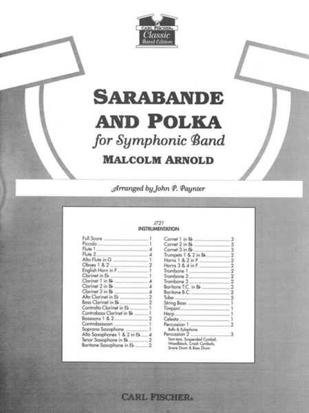 Sarabande And Polka by Malcolm Arnold Concert Band - Sheet Music