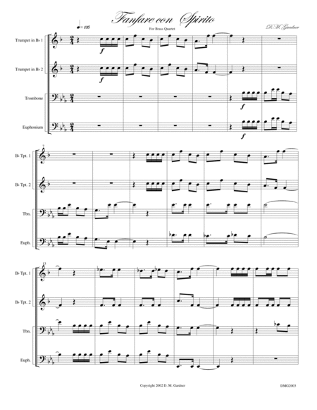 Fanfare con Spirito for Brass Quartet (2 Bb Trpts, Trombone & Euphonium) image number null
