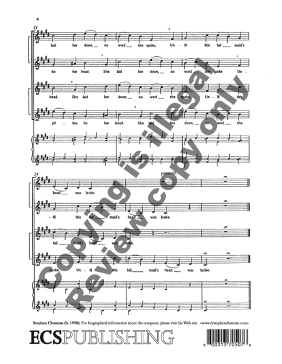 Five Canadian Folk-Songs: 4. She's Like the Swallow SSAA scores gallery preview page 4
