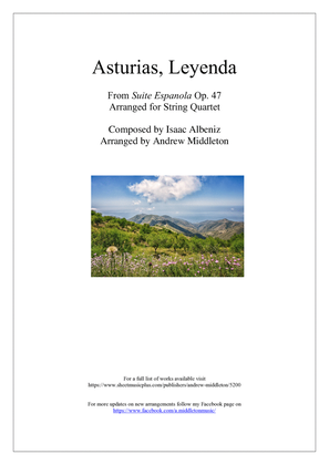 Book cover for Asturias arranged for String Quartet