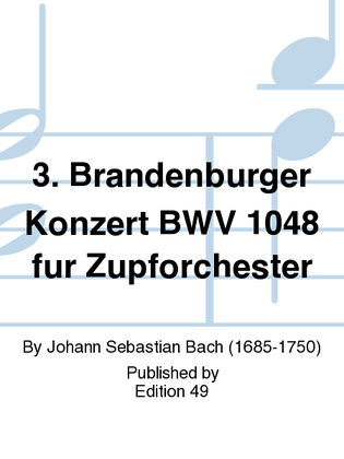Book cover for 3. Brandenburger Konzert BWV 1048 fur Zupforchester