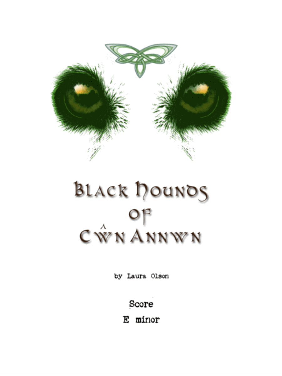 Black Hounds of Cŵn Annwn for Harp Ensemble (E minor)-Score only Harp scores gallery preview page 1