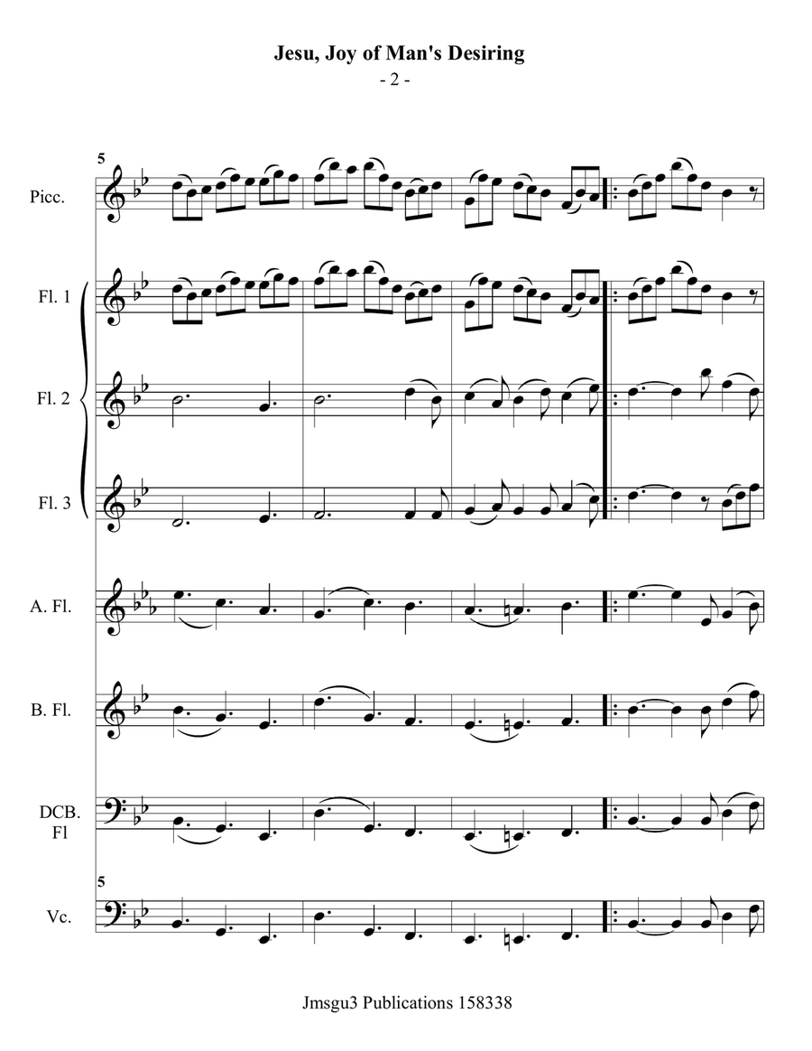Bach: Jesu, Joy of Man's Desiring for Flute Choir Flute Choir scores gallery preview page 2