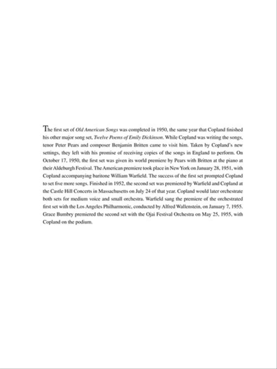Aaron Copland: Old American Songs Complete Low Voice scores gallery preview page 3