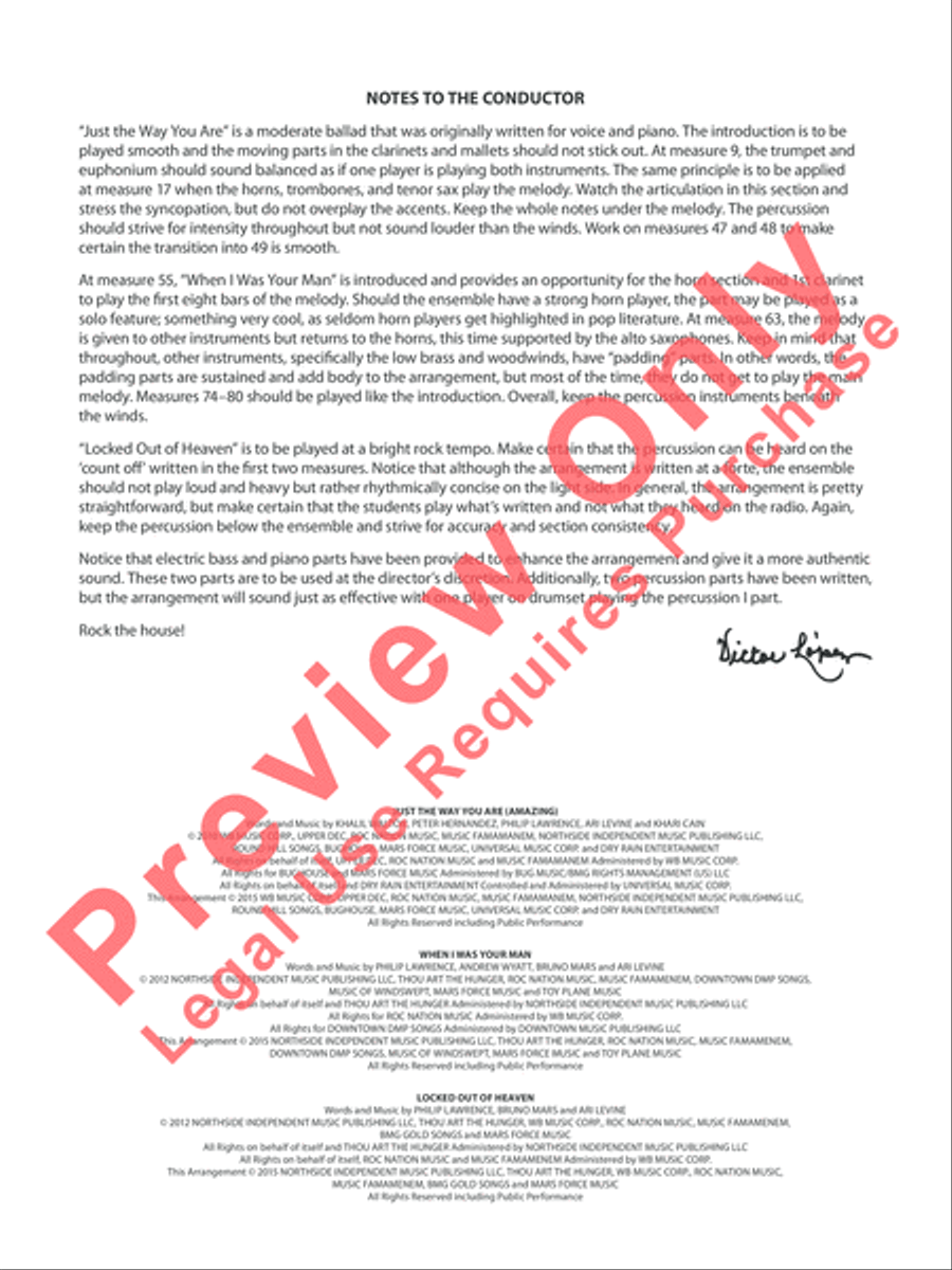 Bruno Mars Greatest Hits Concert Band scores gallery preview page 3