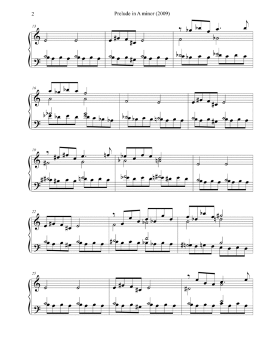 Prelude in A minor (2009) Piano Solo scores gallery preview page 2
