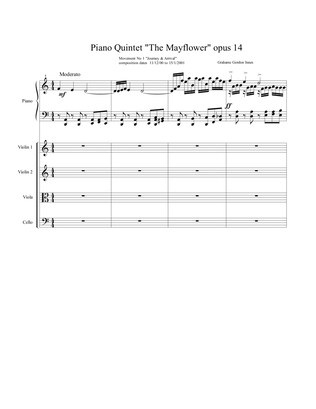 Piano Quintet "The Mayflower" Opus 14 - 1st movement (1 of 3) - Score Only