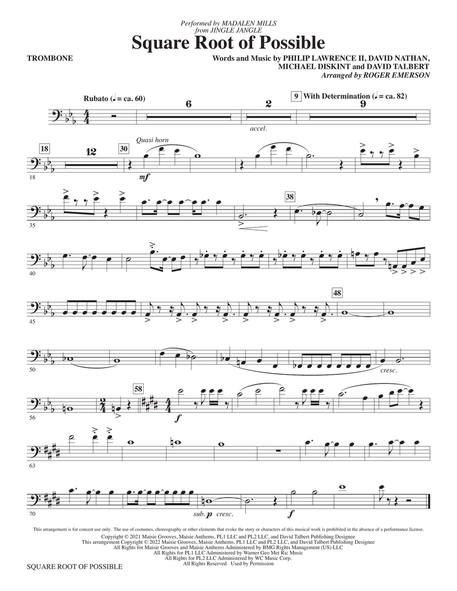 Square Root of Possible (from Jingle Jangle) (arr. Roger Emerson) - Trombone