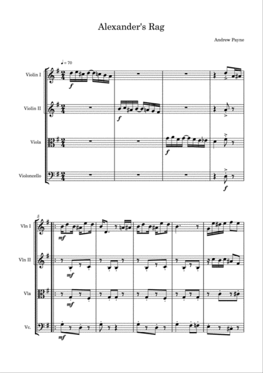 Alexander's Rag Alexander's Rag String Quartet scores gallery preview page 3