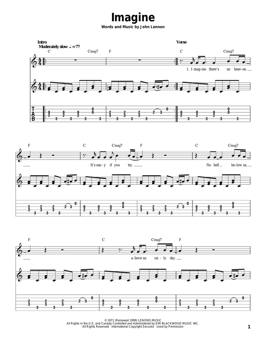 Imagine Imagine Acoustic Guitar scores gallery preview page 1