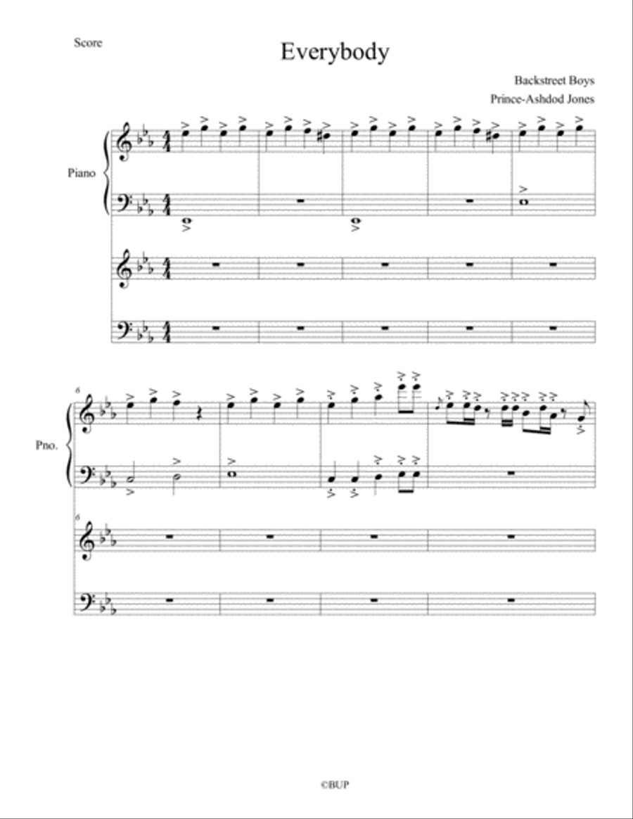 Everybody (backstreet's Back) Easy Piano scores gallery preview page 1