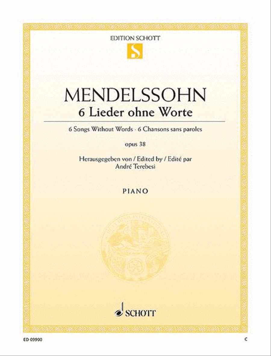 6 Songs Without Words, Op. 38 Piano Solo scores gallery preview page 1