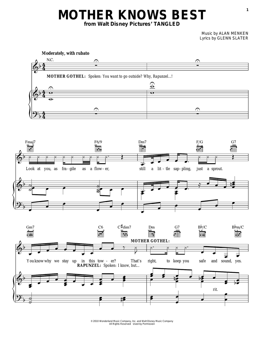 Mother Knows Best (from Disney's Tangled) Guitar scores gallery preview page 1