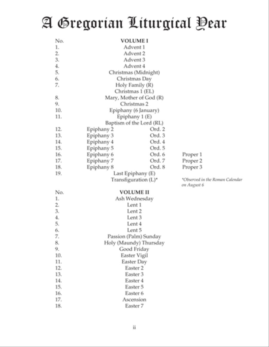 A Gregorian Liturgical Year for Organ, Volume 2: Ash Wednesday through the Seventh Sunday of Easter