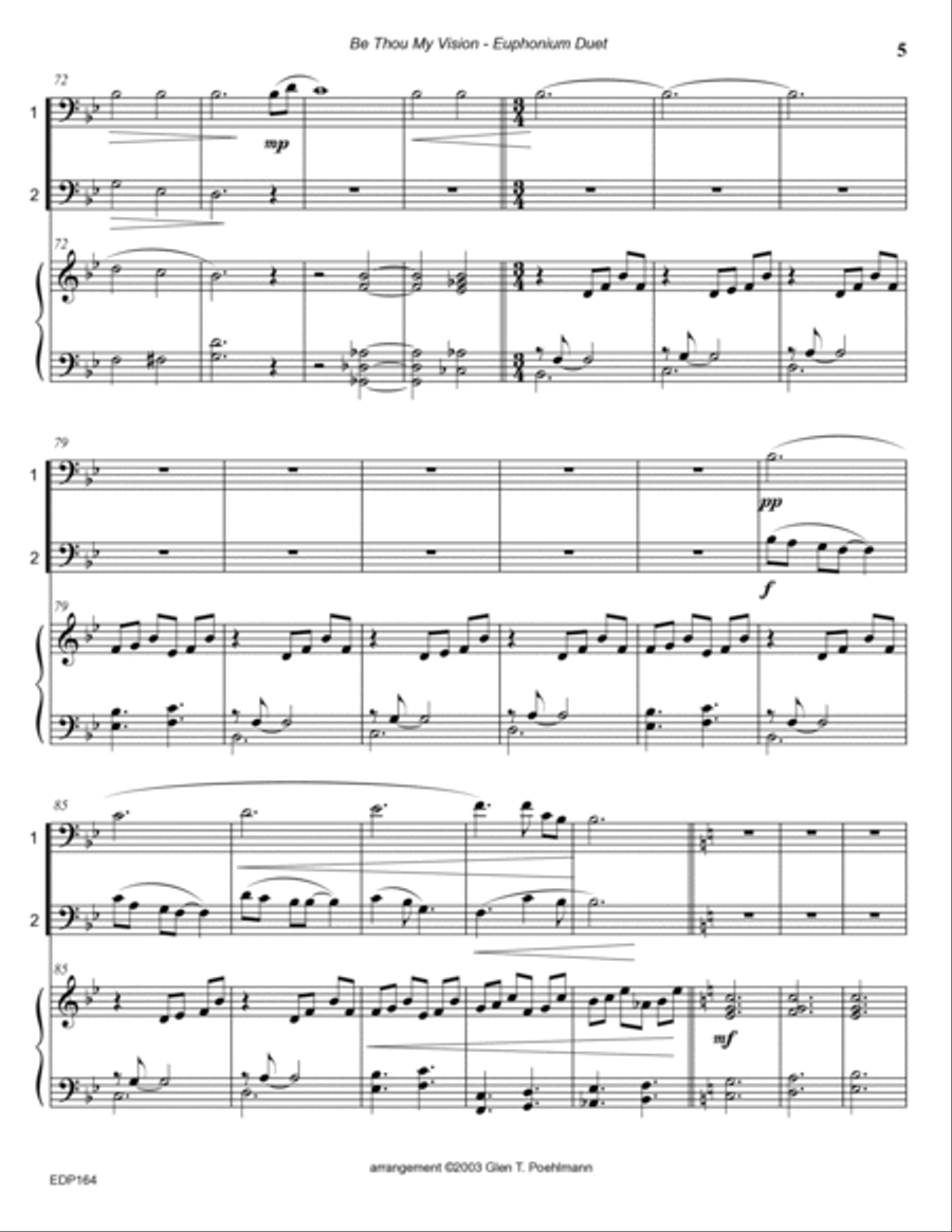 BE THOU MY VISION - EUPHONIUM DUET with Piano Accompaniment (or Baritone TC/Trombone) Brass Duet scores gallery preview page 5