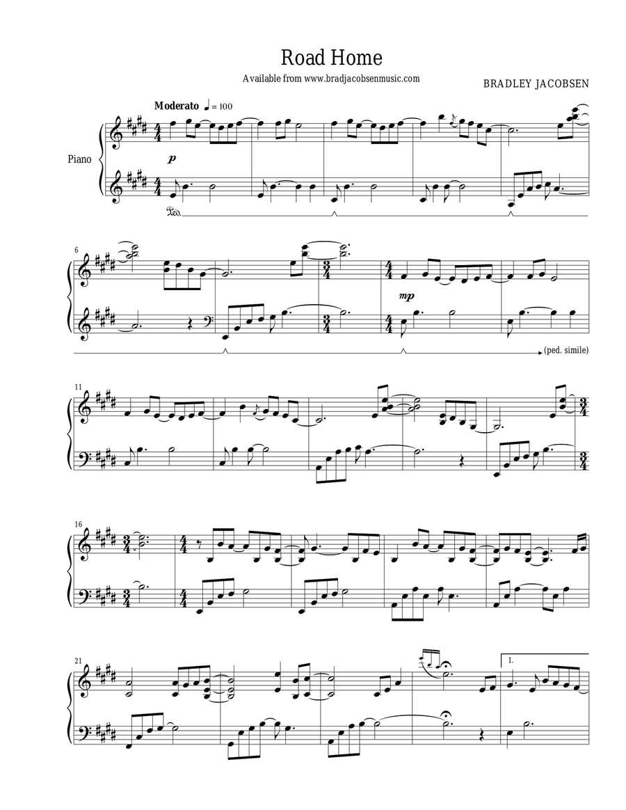 Road Home Piano Solo scores gallery preview page 1