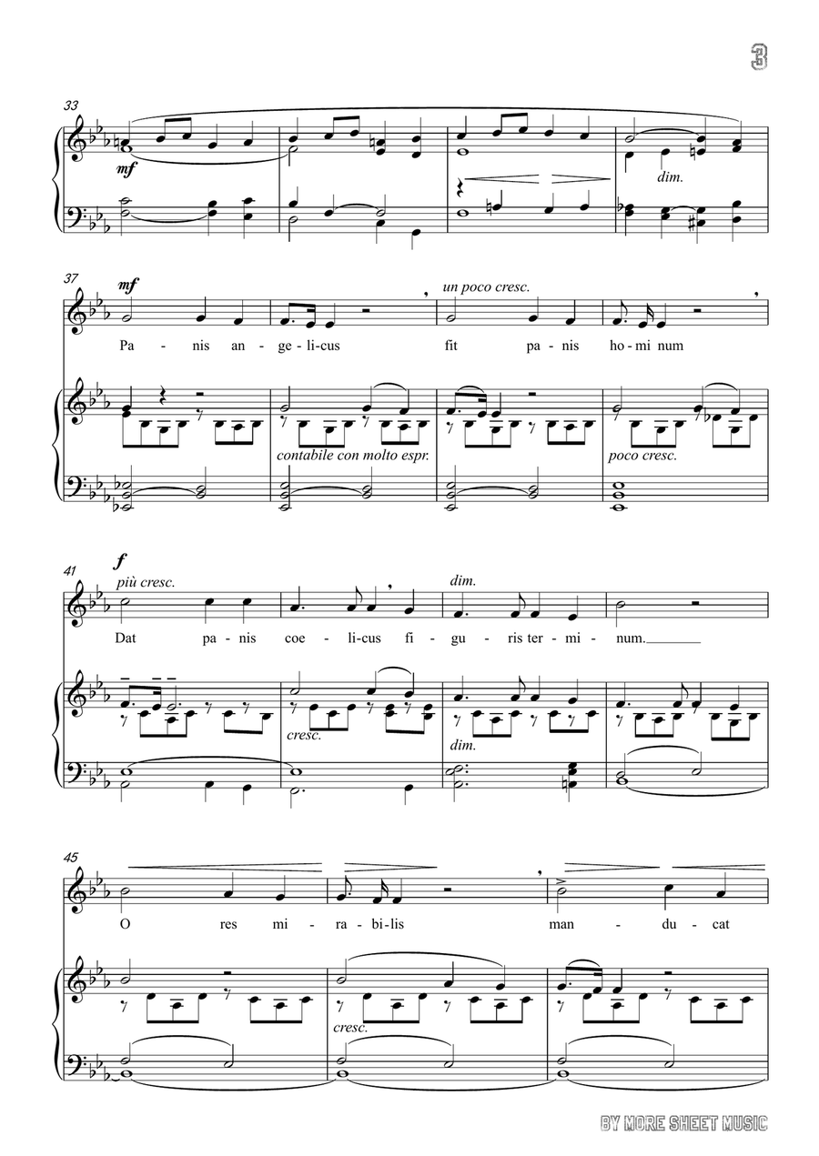 Franck-Panis angelicus in E flat Major,for voice and piano Piano, Vocal scores gallery preview page 5