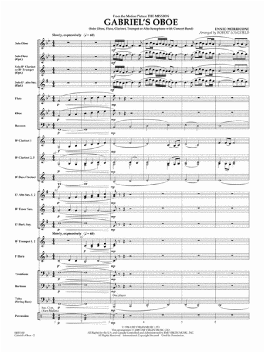 Gabriel's Oboe (from The Mission) Concert Band scores gallery preview page 3