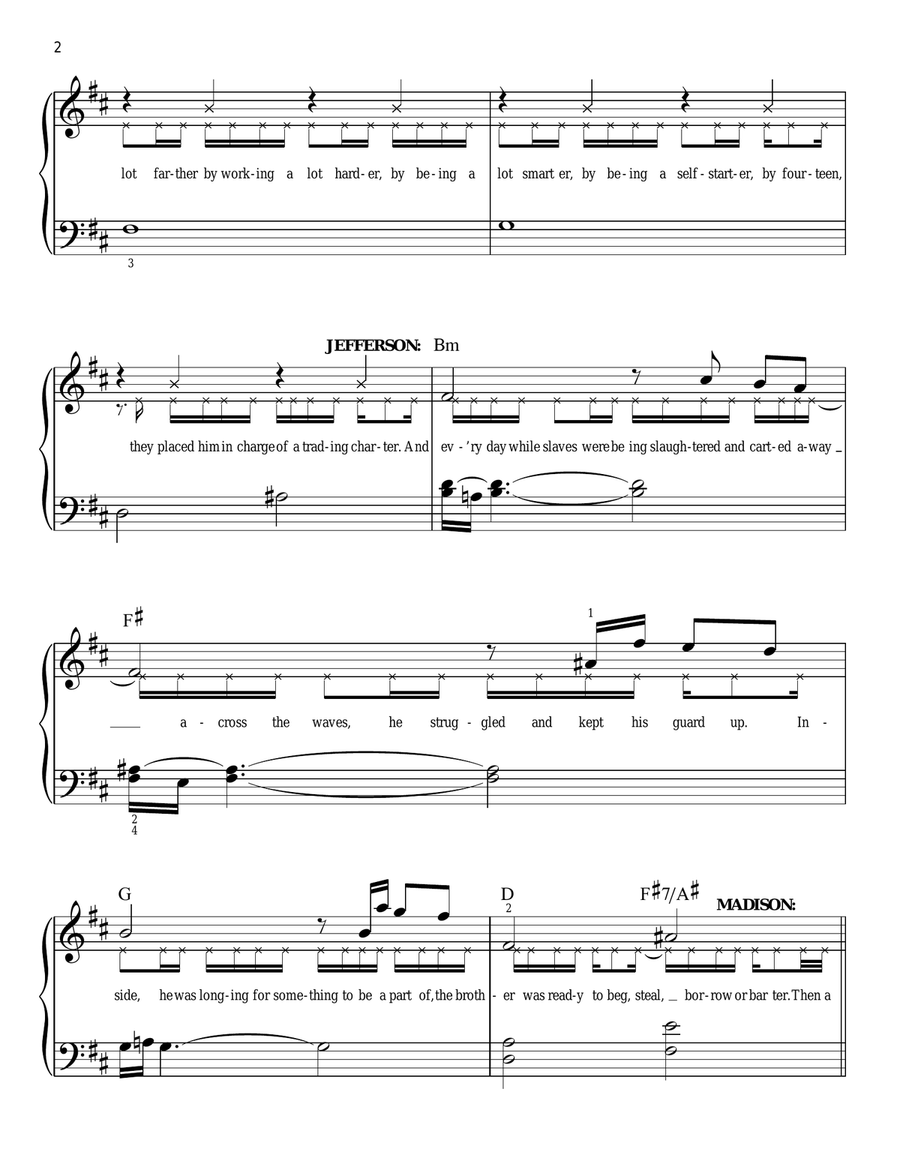 Alexander hamilton clearance piano music