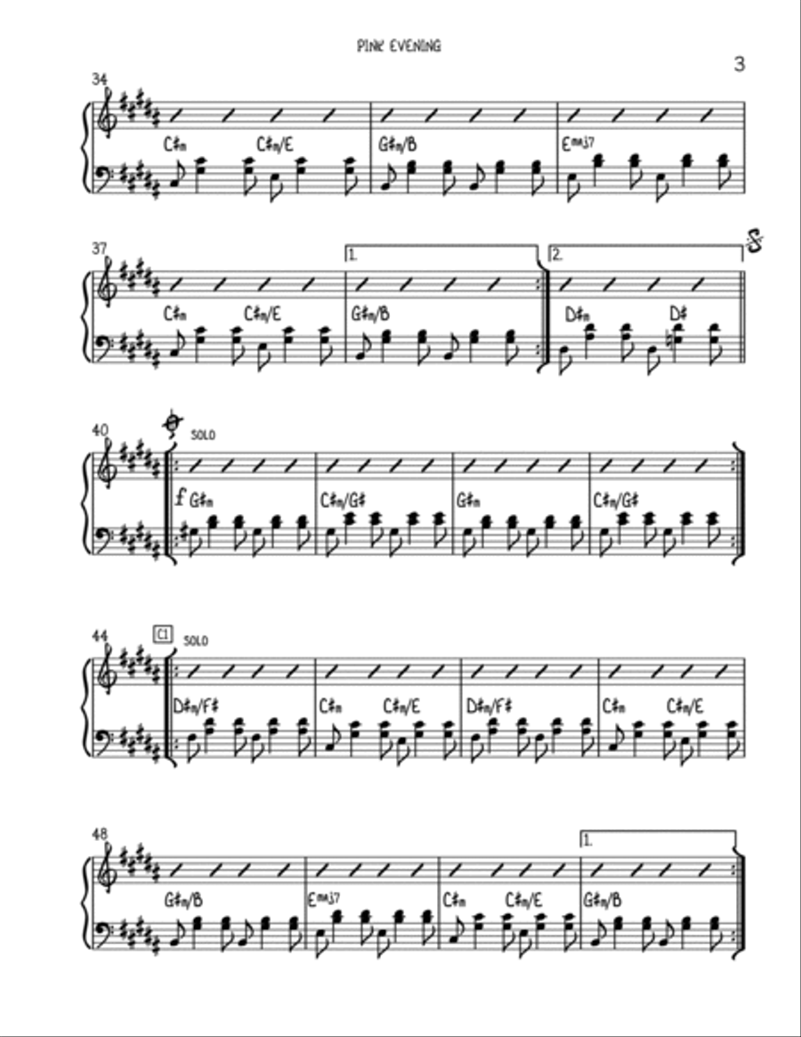 Pink Evening Piano Solo scores gallery preview page 3