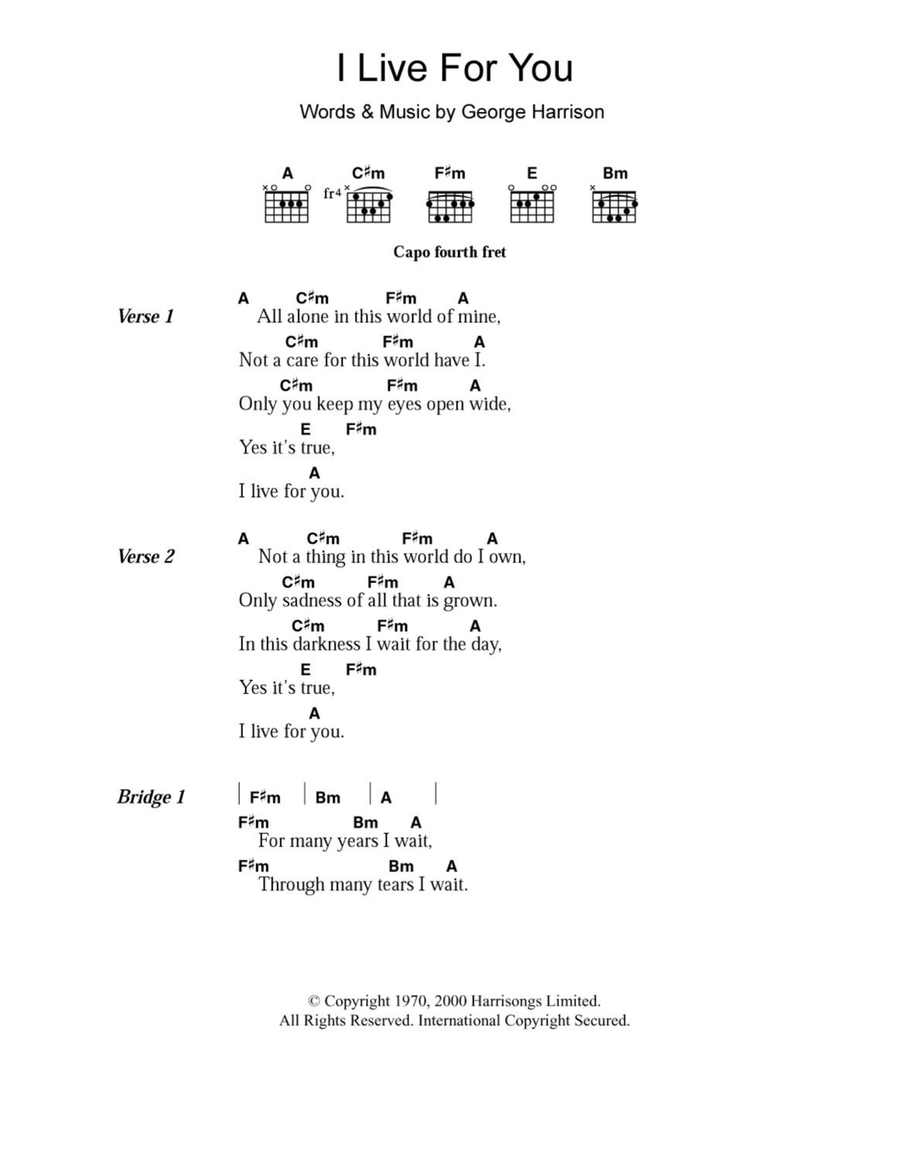 I Live For You Acoustic Guitar scores gallery preview page 1